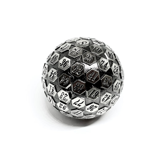 Silver metal d100 dnd dice