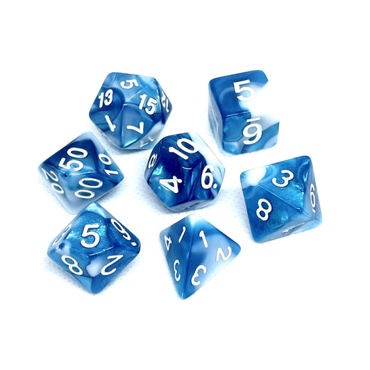 Water Weird plastic dnd dice set of 7 light blue
