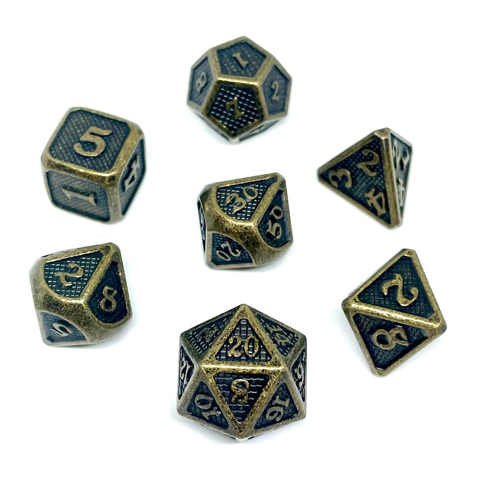 Shield Guardian metal dnd dice set of 7 chainmail