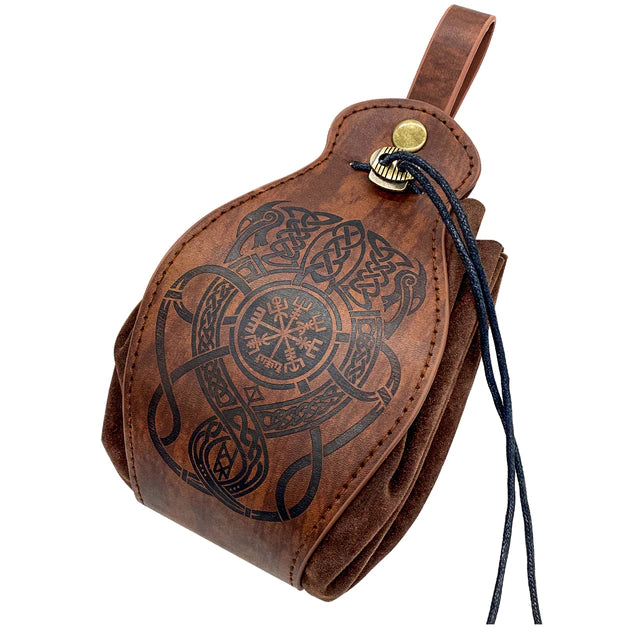 Leather dragon dice bag pouch dnd dice bag closed