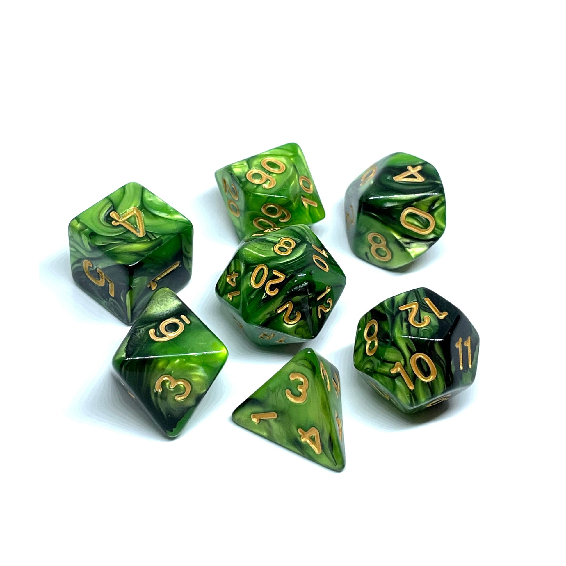 dnd dice set green and black goblin