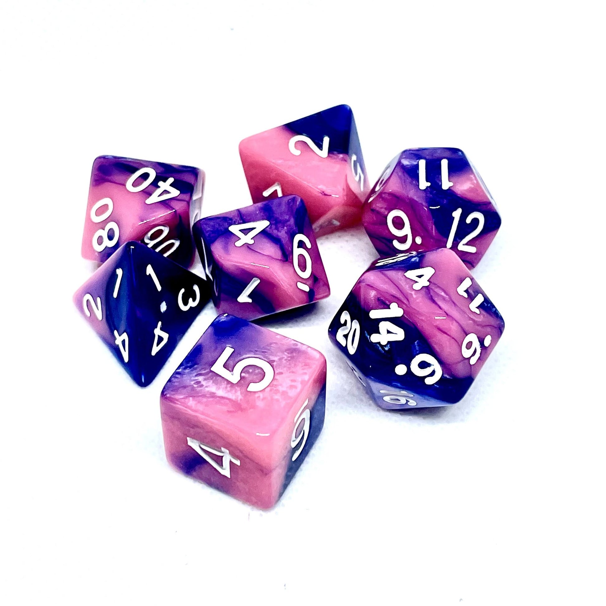 Purple worm plastic dnd dice set of 7