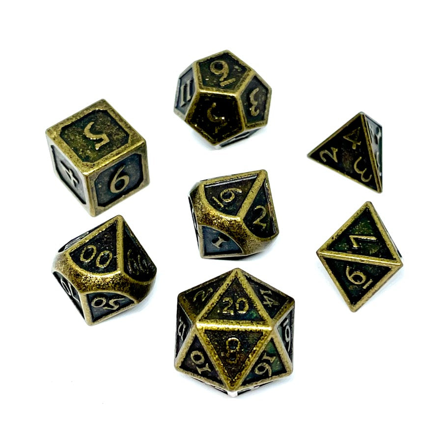 Cadaver Collector rusty metal dnd dice set of 7