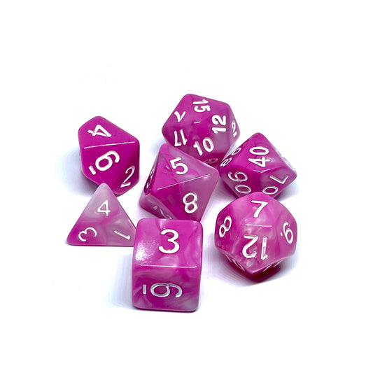 Unicorn plastic dnd dice set of 7 pink